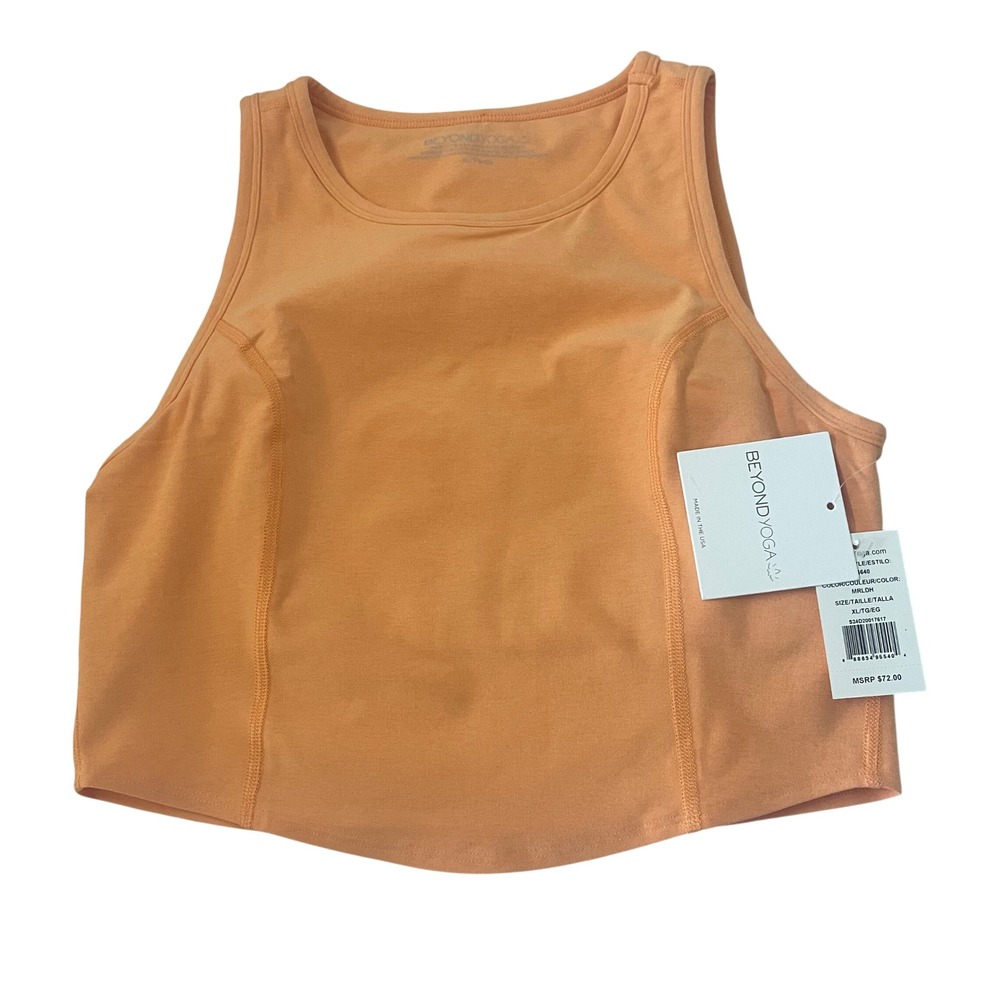 Beyond Yoga Slub Jersey Cropped Tank Orange XL NWT Athleisure Lounge,‎ Soft
